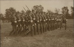 Soldiers Marching in Formation with Rifles People in Uniform Postcard Postcard Postcard