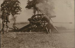 Soliders Near Just-Fired Cannon Postcard