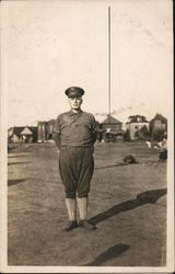 Soldier Posing in Camp Postcard