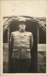 Soldier Posing at the Entrance to a Tent Postcard