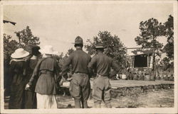 Soldiers and Women Watching Stage Army Postcard Postcard Postcard