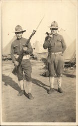 Soldiers with Bayonet & Bugle Postcard