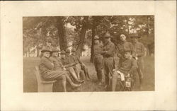 Soldiers Relaxing in Park Army Postcard Postcard Postcard