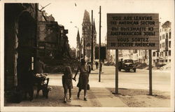 American Sector Border Sign Berlin, Germany Postcard Postcard Postcard