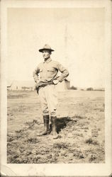 Officer Posing in Field Men Postcard Postcard Postcard