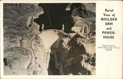 Aerial View of Boulder Dam and Powerhouse Postcard