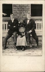 Two Men with Black Woman Postcard