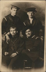 Four WWI Sailors pose for Bachelor Studio Boston, MA Navy Postcard Postcard Postcard