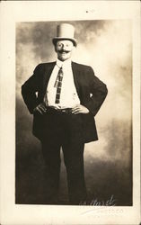 Happy Mustachioed Man Posing in a Top Hat Lockport, NY Men Postcard Postcard Postcard