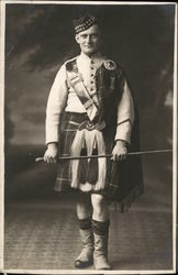 Man Posing in Scottish Regalia Postcard