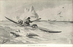 an Eskimo on his kayak Native Americana Postcard Postcard Postcard