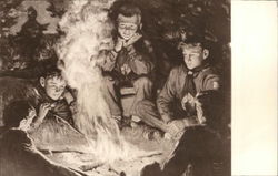 Boy Scouts 'round the campfire Postcard Postcard Postcard