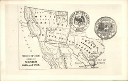 Map of Territory Ceded to Mexico 1848 and 1853 Maps Postcard Postcard Postcard