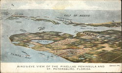 Bird's Eye View of the Pinellas Peninsula Postcard