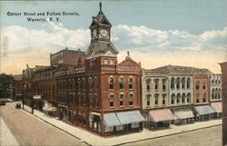 Corner Broad and Fulton Streets Waverly, NY Postcard Postcard Postcard