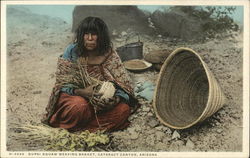 Supai Squaw Weaving Basket, Cataract Canyon Postcard