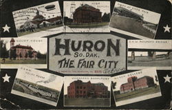 Greetings from Huron - The Fair City South Dakota Postcard Postcard Postcard