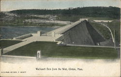 Wachusett Dam from the West Clinton, MA Postcard Postcard Postcard