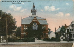 Morse Institute and D.A.R. Memorial Stone Postcard