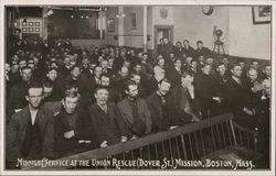 Midnight Service at the Union Rescue Mission, Dover Street Boston, MA Postcard Postcard Postcard