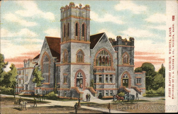 First Baptist Church Wichita, KS Postcard