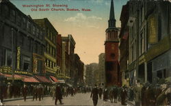 Washington St. Showing Old South Church Boston, MA Postcard Postcard Postcard