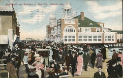 Boardwalk and Entrance to Steel Pier Postcard