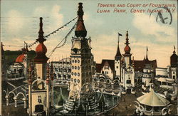 Towers and Court of Foundains, Luna Park Postcard