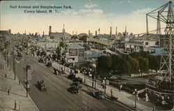 Surf Avenue and Steeplechase Park, Coney Island New York, NY Postcard Postcard Postcard