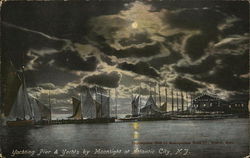 Yachting Pier & Yachts by Moonlight Postcard