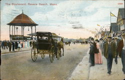 The Boulevard with horse-drawn buggy Revere Beach, MA Postcard Postcard Postcard