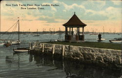 New York Yacht Fleet, New London Harbor Connecticut Postcard Postcard Postcard