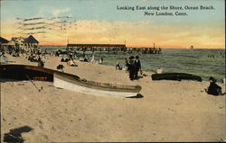 Looking East along the Shore, Ocean Beach New London, CT Postcard Postcard Postcard