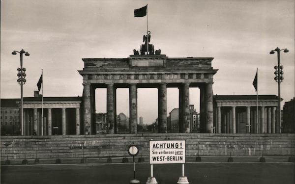 Sign and Gate at West Berlin (Attention, you are now leaving West ...