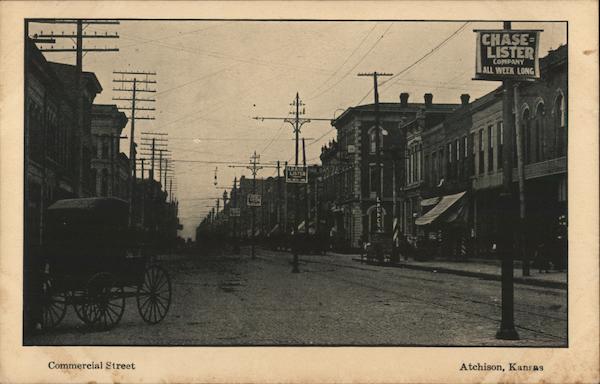 Commercial Street Atchison, KS Postcard