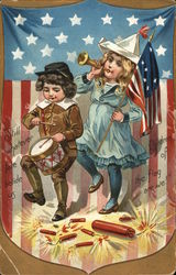 Children Celebrating July 4th Postcard