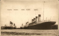 Five of the World's Largest Liners at Southampton Docks Postcard