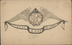 Royal Flying Corps Best Xmas Wishes 1917 Postcard