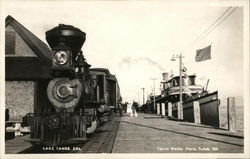 Train and Boat On Wharf Postcard