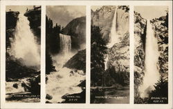 Nevada Fall 594 Ft., Vernal Fall 317 Ft., Yosemite Falls, 2565 Ft., Bridal Veil 620 Ft. Multi Views Postcard Postcard Postcard