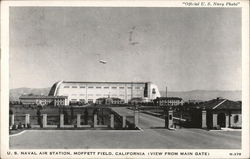 View From Main Gate, U.S. Naval Air Station, Moffett Field Mountain View, CA Postcard Postcard