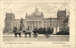 Reichstagagebaude u. Bismarc's - Denkmal Berlin, Germany Postcard Postcard