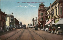 Looking Along Fourth Street Santa Ana, CA Postcard Postcard