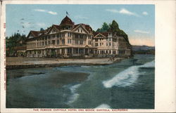 The Famous Capitola Hotel and Beach California Postcard Postcard