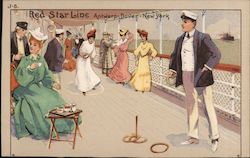 Playing Quoits on Deck J-5 Red Star Line Postcard Postcard Postcard