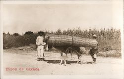 Tipos de Oaxaco - Men with Donkey, Baskets Mexico Postcard Postcard Postcard