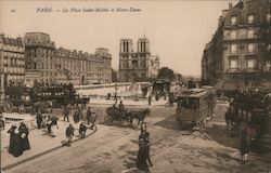 Saint-Michel Square and Notre Dame Paris, France Postcard Postcard Postcard