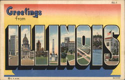 Greetings from Illinois Postcard Postcard Postcard