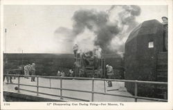 12" Disappearing Gun During Firing Fort Monroe, VA Postcard Postcard Postcard