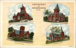 Presbyterian Church, Baptist Church, Methodist Church and Episcopal Church Rockingham, NC Postcard Postcard Postcard